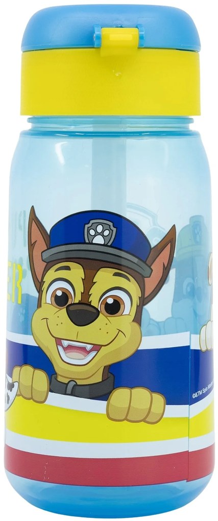 Plastová fľaša na pitie so slamkou a viečkom Tlapková patrola - Paw Patrol - 510 ml