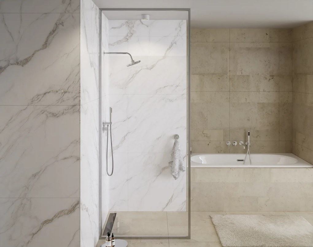 Besco Sprchový kút Walk-In ICON CHROM 100 (110x 120), výška 200 cm - bez vaničky BESCO-Rozmery: šírka: 110