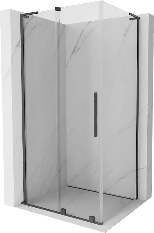 Mexen Velar L, sprchový kút s posuvnými dverami 100 x 110 cm, 8mm číre sklo, grafit brúsený, 871-100-110-03-65