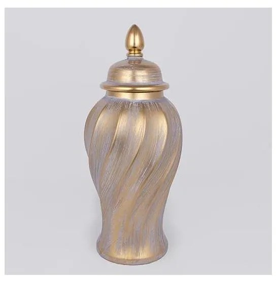 Keramická dóza 40,8x17,5 cm zlatá/šedá