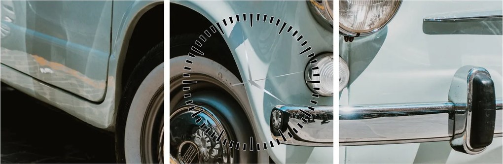 Obraz - Retro auto Fiat (s hodinami) (90x30 cm)