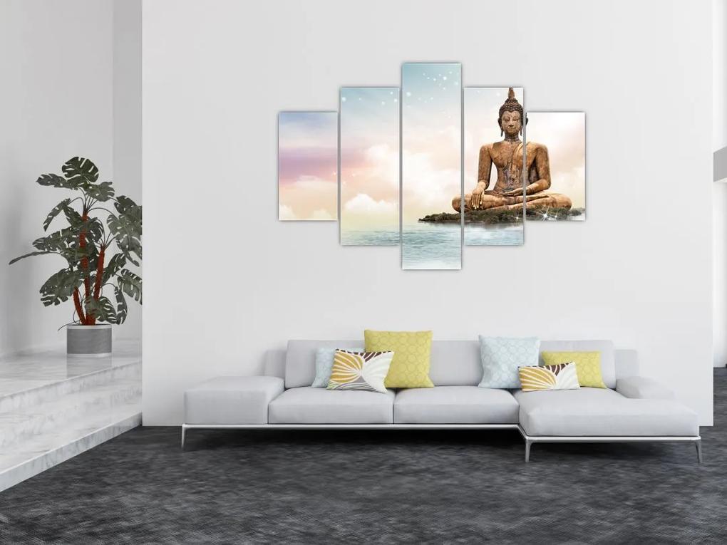 Obraz - Budha dozerajúci na zemi (150x105 cm)