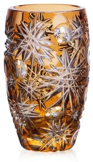 Bohemia Crystal Brúsená váza Amber 200mm