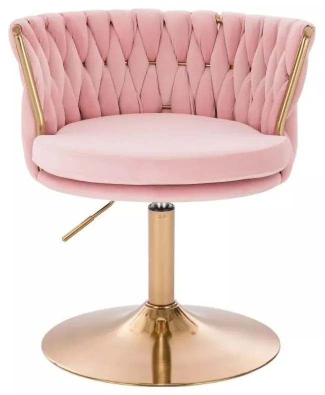 LuxuryForm DESIGN Stolička LYON VELUR na zlatom tanieri - ružová