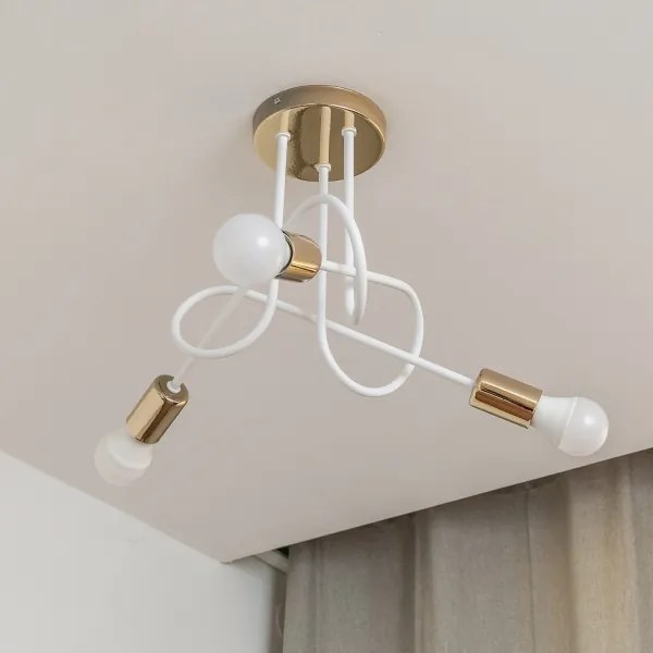 Prisadený luster OXFORD 3xE27/15W/230V zlatá/biela