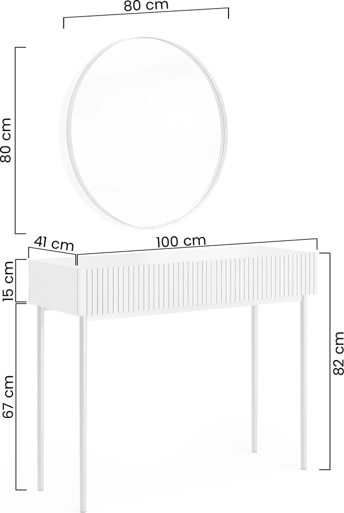 Toaletný stolík Nicole so zrkadlom 80 cm - kašmírová / čierna