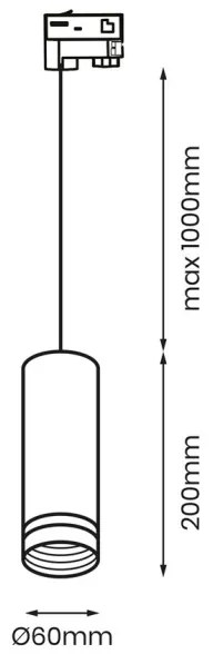 Luster na lanku do 3-fázového lištového systému PIPE 1xGU10/25W/230V biela