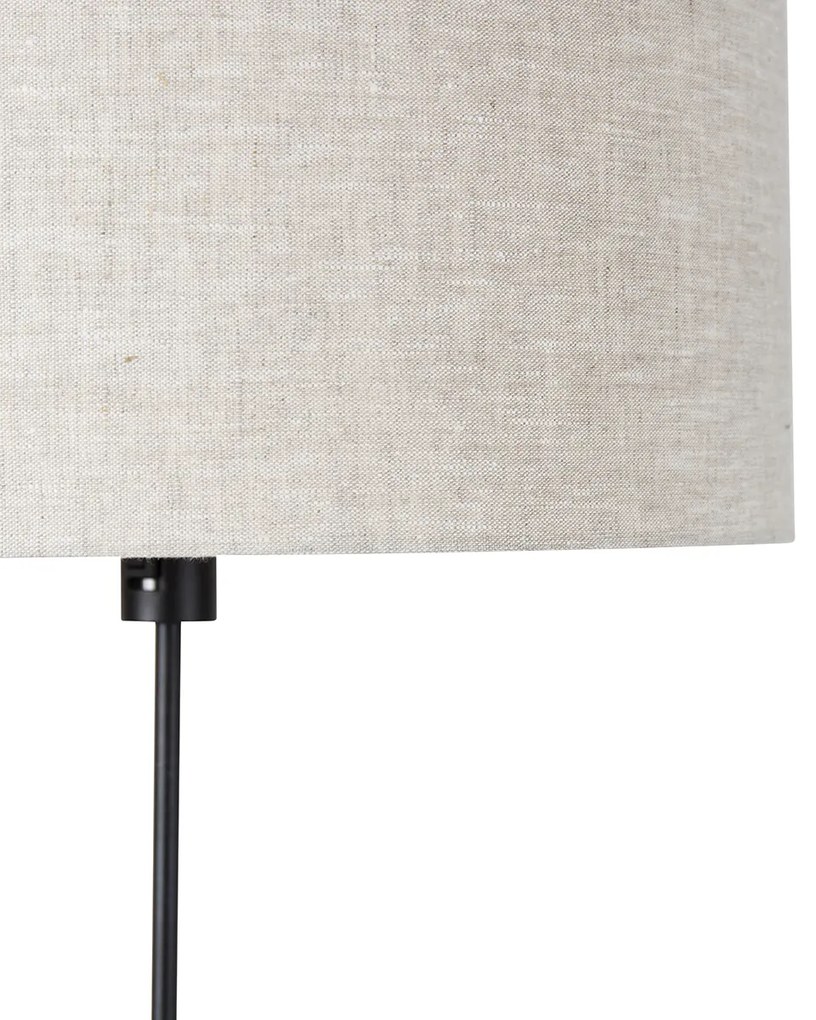 Stojaca lampa čierna nastaviteľná so svetlosivým tienidlom 50 cm - Parte