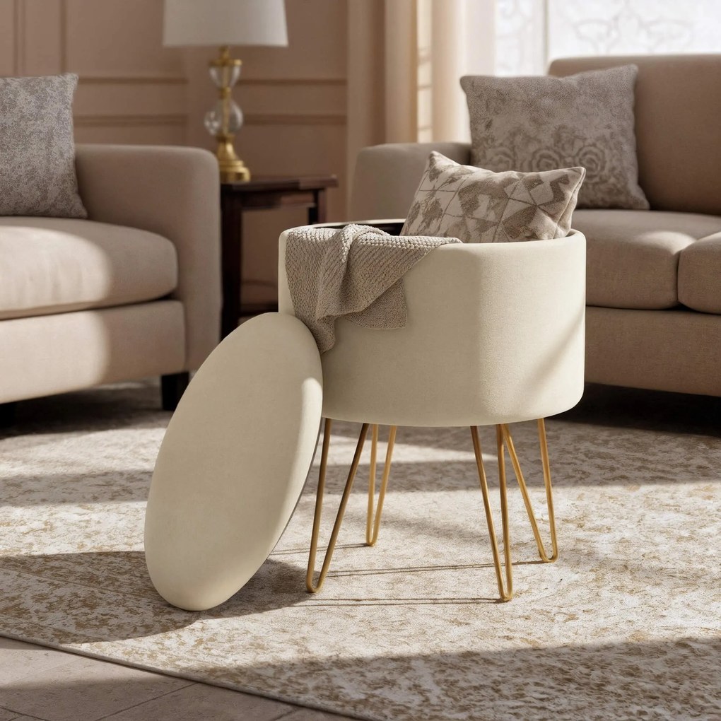 Taburet Lili s úložným prostorem kašmírový