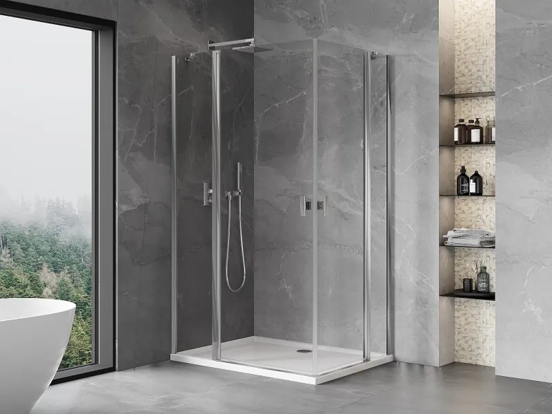 Mexen, Mexen Mist Duo sklápací sprchový kút 115 x 70 cm, priehľadný, chróm - 8A4-115-070-01-00