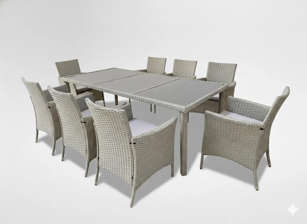 CH 9-dielna súprava ratanového nábytku - sivá