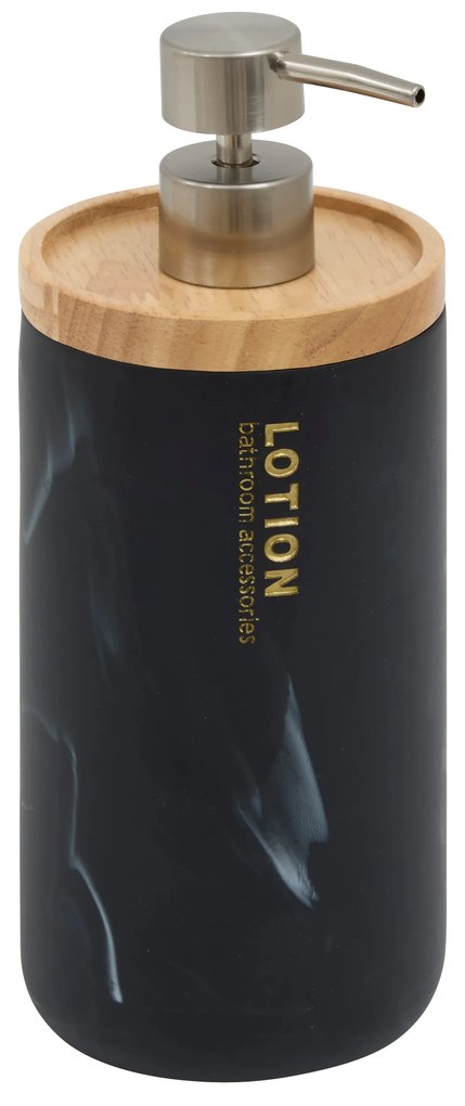 Dávkovač mydla Lotion, čierna/s drevenými prvkami, 842 ml