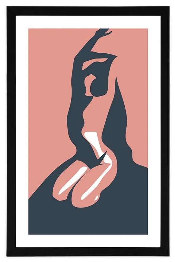 Plagát s paspartou jemnosť ženského tela - 40x60 black
