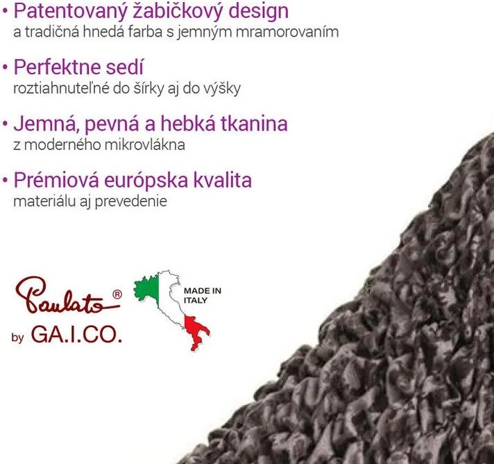 Bielastické poťahy MARMO hnedé kreslo ušiak (š. 60 - 110 cm)
