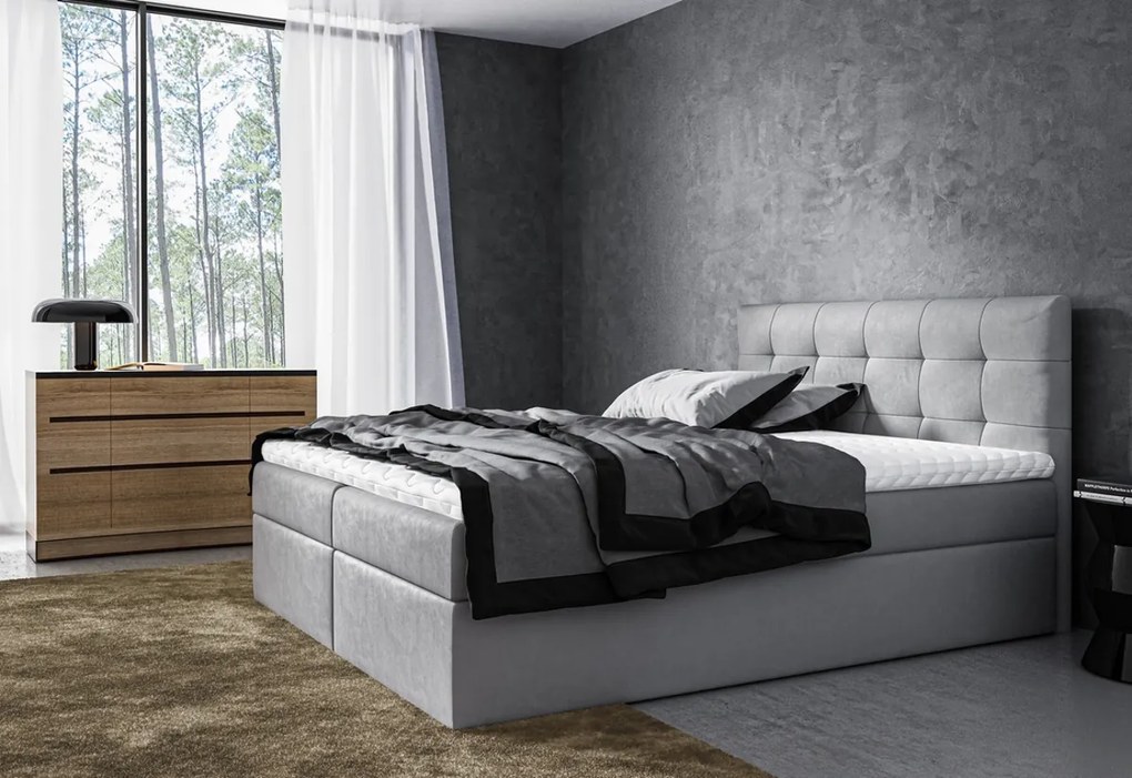 Čalúnená posteľ boxspring BRIGITE + topper, 140x200, jasmine 90