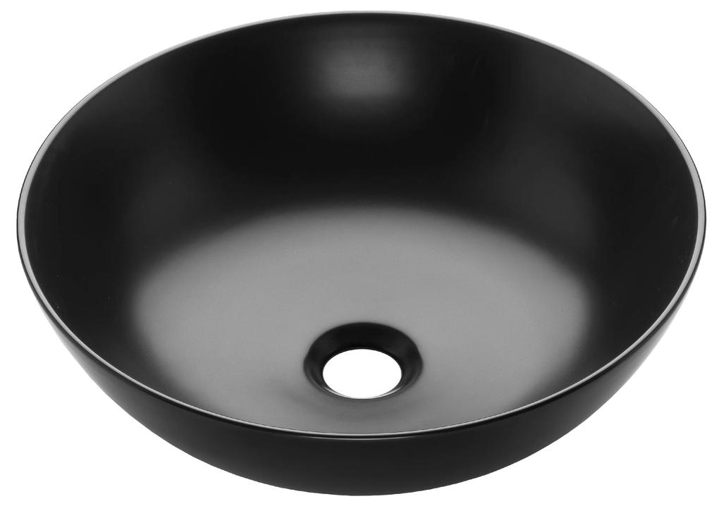 Invena Tinos, keramické umývadlo na dosku 39,5x39,5x13,5 cm, čierna matná, INV-CE-43-005-C