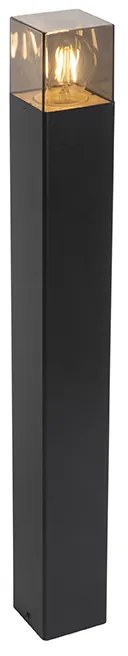 Stojaca vonkajšia lampa čierna 70 cm IP44 s dymovým sklom - Denmark
