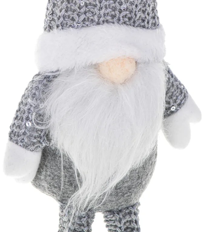 Vianočný trpaslík s bradou sivý 47cm