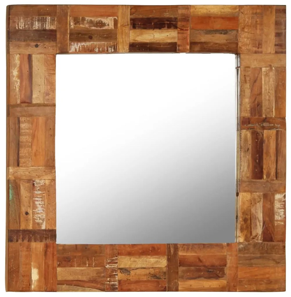 vidaXL Nástenné zrkadlo z masívneho recyklovaného dreva 60x60 cm