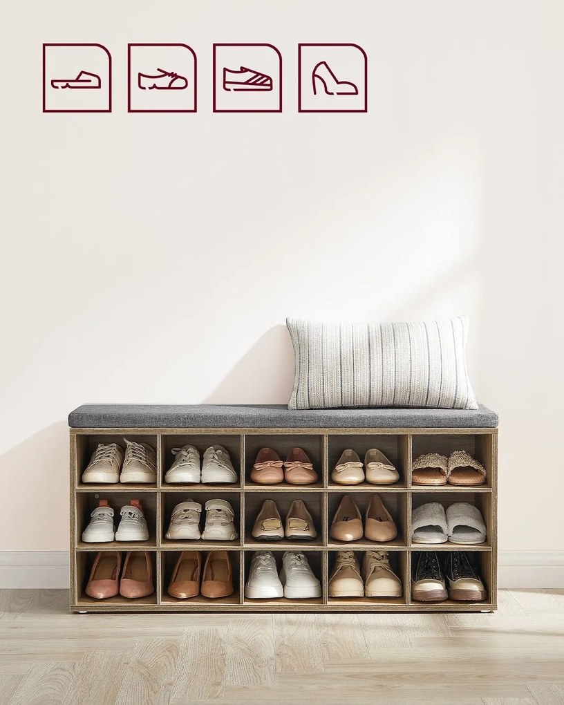 Botník Vasagle Endersen 105 cm světle hnědý/šedý