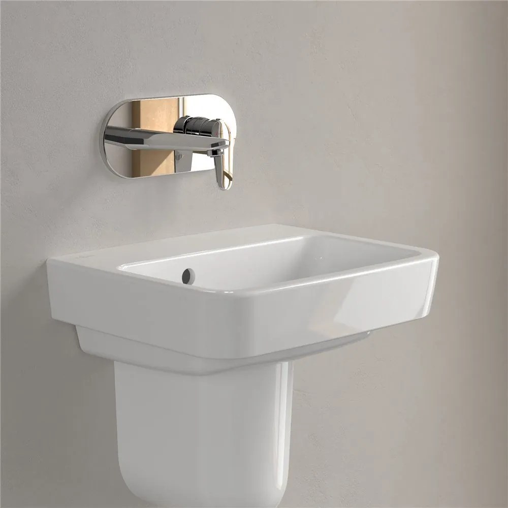 VILLEROY & BOCH O.novo závesné umývadielko bez otvoru, s prepadom, 450 x 370 mm, biela alpská, s povrchom CeramicPlus, 434447R1