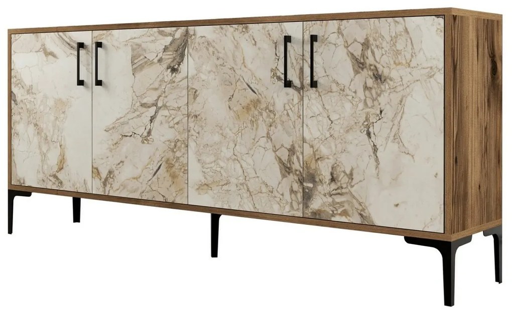 Skrinka Kiev Walnut and White Marblemramoru