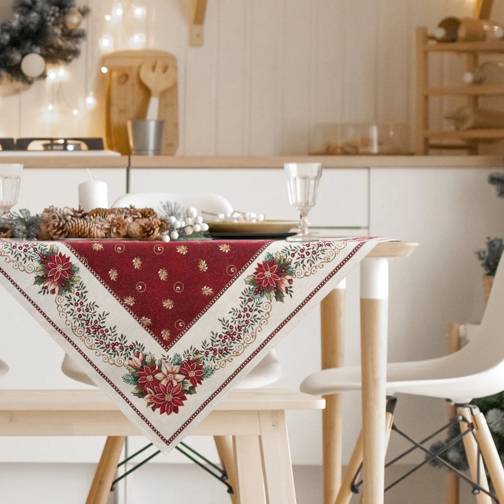 VIANOČNÝ GOBELÍNOVÝ BEHÚŇ NA STÔL MERRY 45X140 CM VZOROVANÁ