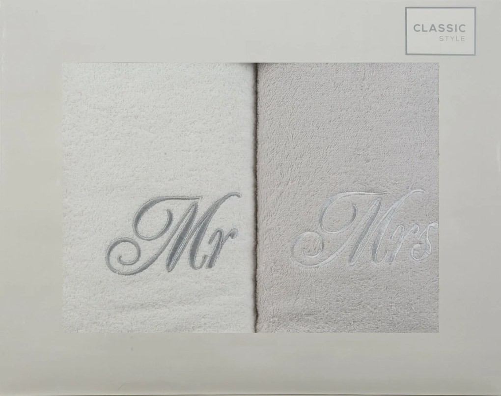 BAVLNENÝ UTERÁK MR MRS SADA 2KS 50X90 CM VIACFAREBNÁ