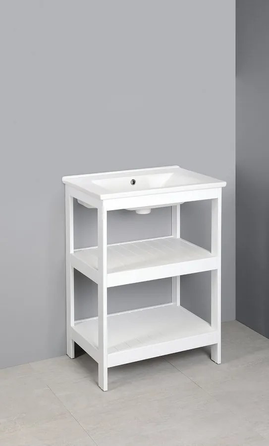 Aqualine Aqualine, ETIDE policová umývadlová skrinka 61,5x85x44 cm, matná biela, ET610