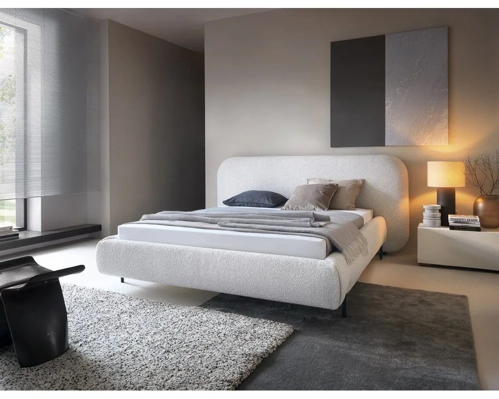 Béžová čalúnená dvojlôžková posteľ s úložným priestorom s roštom 180x200 cm Pointt – ELTAP