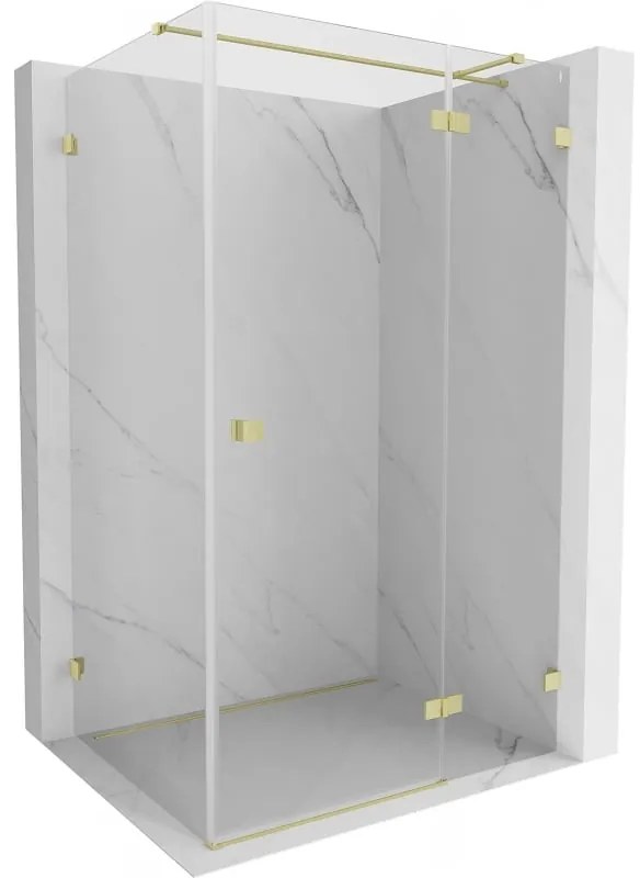 Mexen Lunar T, výklopný pravý sprchový kút 125 x 70 cm, 8mm číre sklo, zlatý kartáčovaný - 834T-125-070-55-00-P