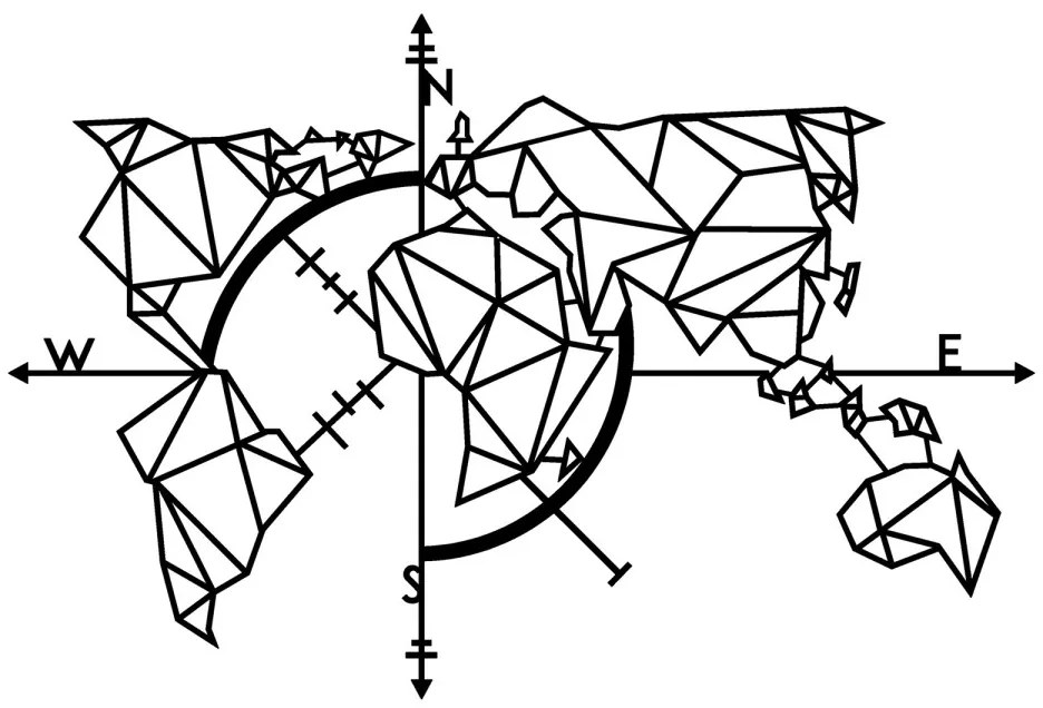 Nástenná dekorácia Svetová mapa Kovový dekor 2 čierna