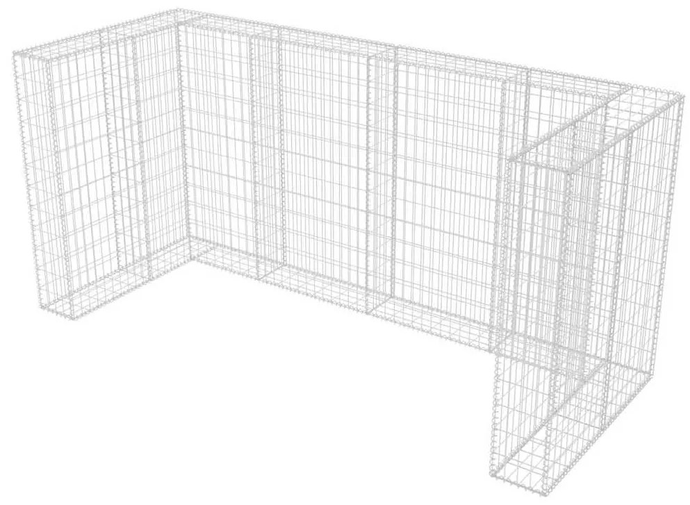 Gabiónová ohrada na trojitý odpadkový kôš, oceľ 250x100x120 cm