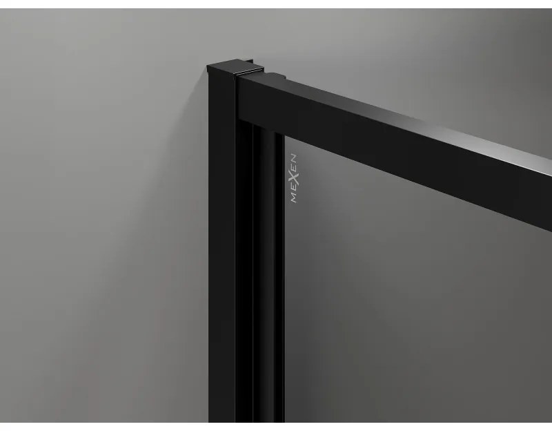 Mexen Exo, 1-krídlové dvere do otvoru 75x200 cm, 6mm číre sklo, čierny profil, 817-075-000-70-00