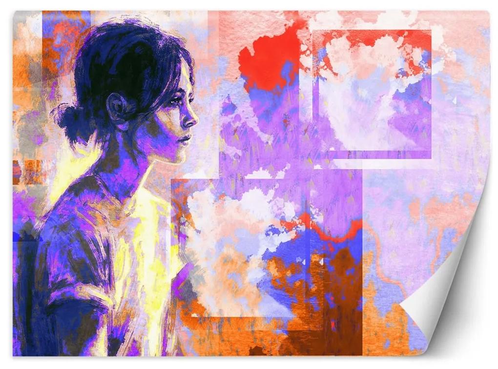 Fototapeta, Portrét ženy ve fialovém - 150x105 cm