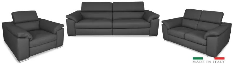 Moderná kožená sedacia súprava LOREN II 3+2+1, sivá (madras - 128 grey)