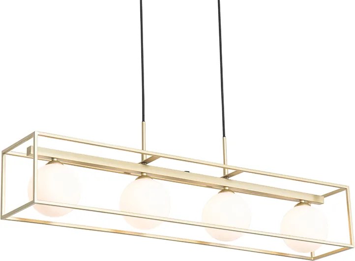 Dizajnové závesné svietidlo zlaté s bielym sklom 4-svetlo - Aniek