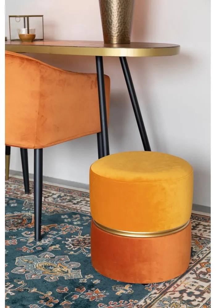 Oranžový zamatový taburet Bubbly – White Label
