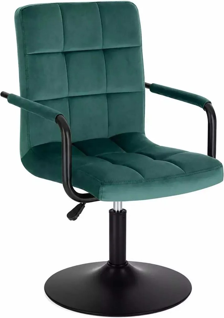 LuxuryForm DESIGN Otočná stolička VERONA BLACK VELUR na čiernom tanieri - zelená