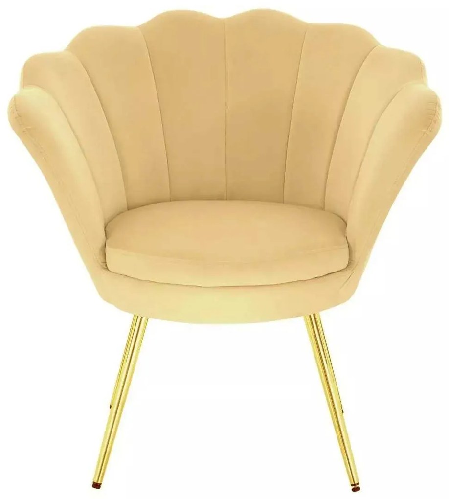 LuxuryForm DESIGN Kreslo FREY VELUR so zlatými nohami - medové