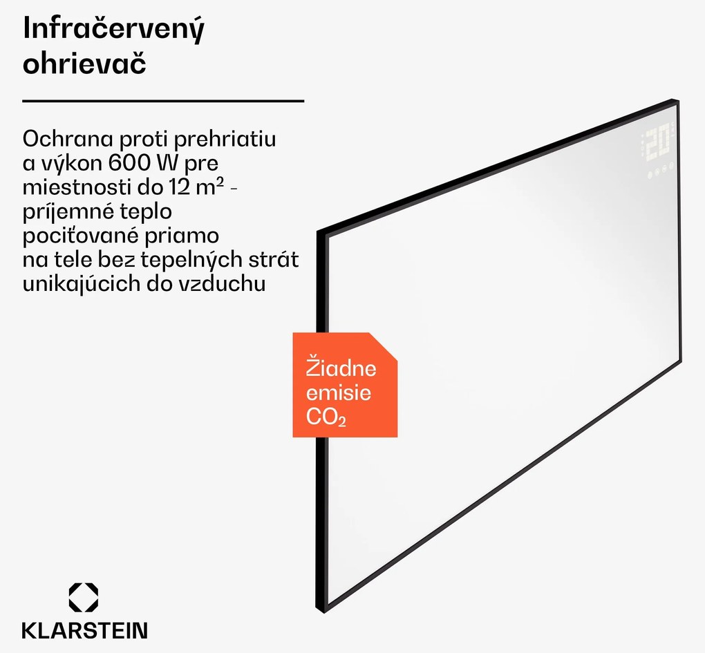Klarstein Wonderwall Smart Bornholm, Infražiarič, 100 x 60 cm, 600 W, aplikácia