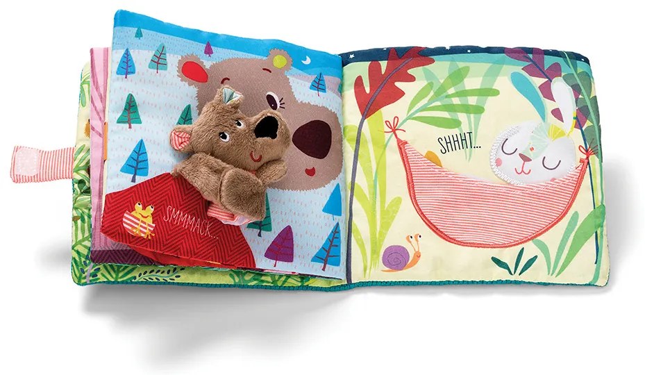 Lilliputiens - textilná knižka s prstovou bábkou - medvedík César