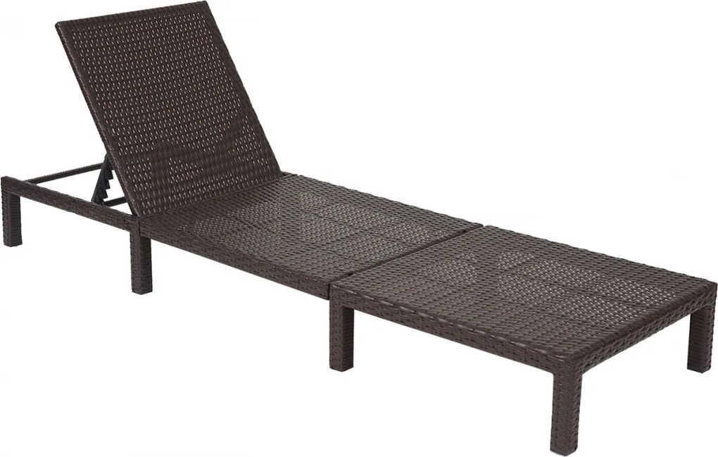 Záhradné lehátko HWC-A51 - krémové vankúše premium 10cm - hnedá
