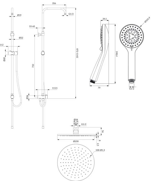 OMNIRES SYSYOSEMITELUXCR - Sprchová sada YOSEMITE lesklý chróm