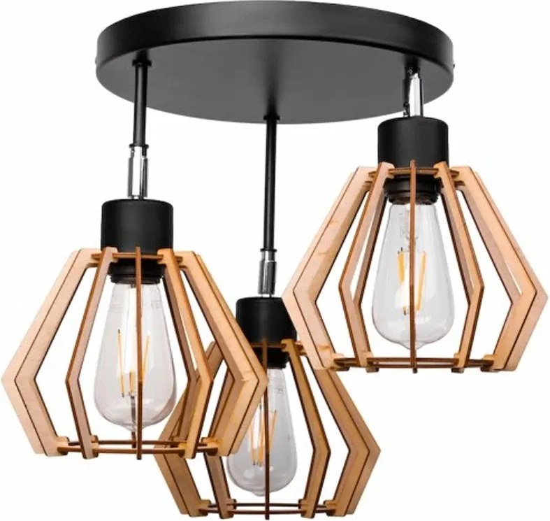 Stropná závesná lampa 3xe27 diamond wood