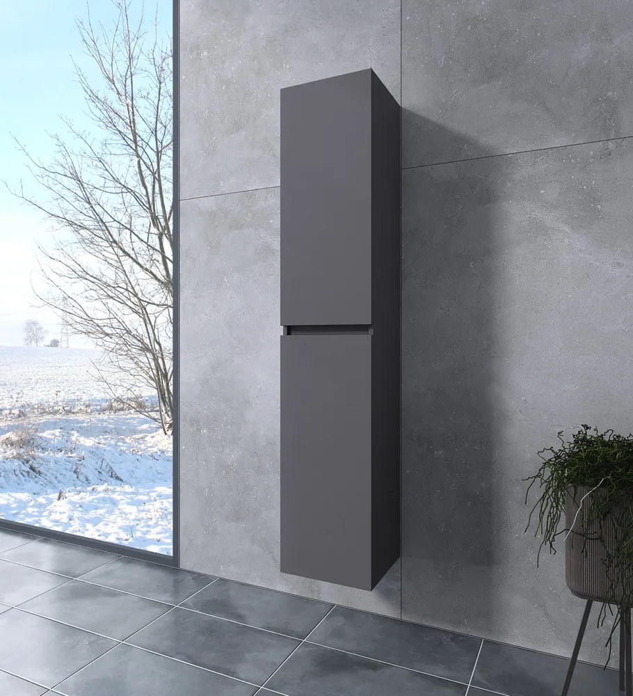 Burgundia matná antracitová sivá, Kúpeľňová skrinka