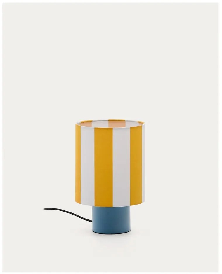 Žltá/modrá stolová lampa s textilným tienidlom (výška 25 cm) Ciral – Kave Home