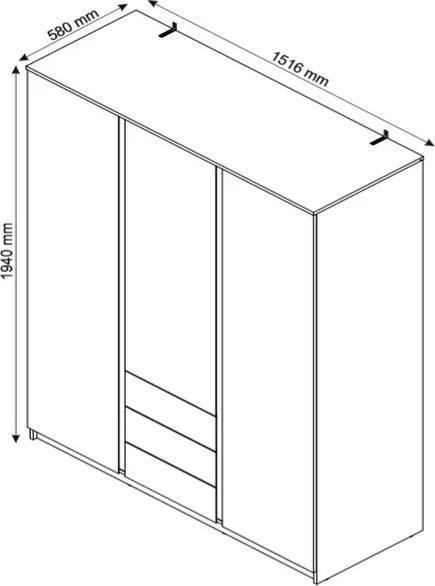 Šatníková skriňa Carlos, dub sonoma, 152 cm