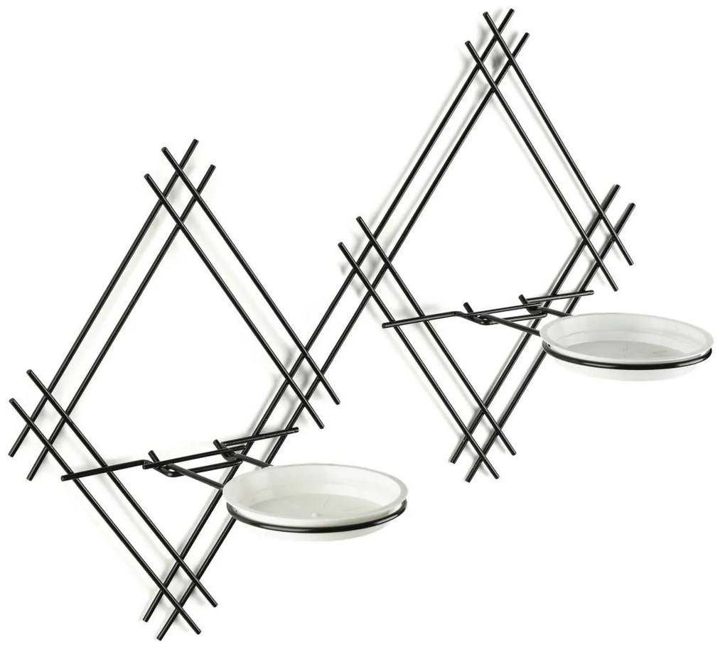 NÁSTENNÝ DRŽIAK NA KVETINÁČ EVELIN 41X60X26 CM ČIERNA