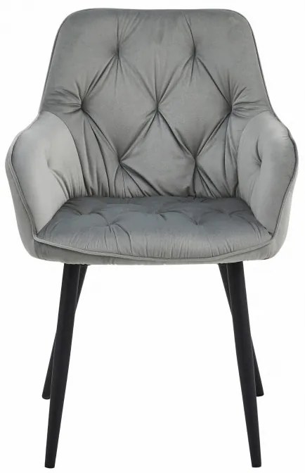 Jedálenská stolička JORK zamatová, strieborná / sivá (čierne nohy)